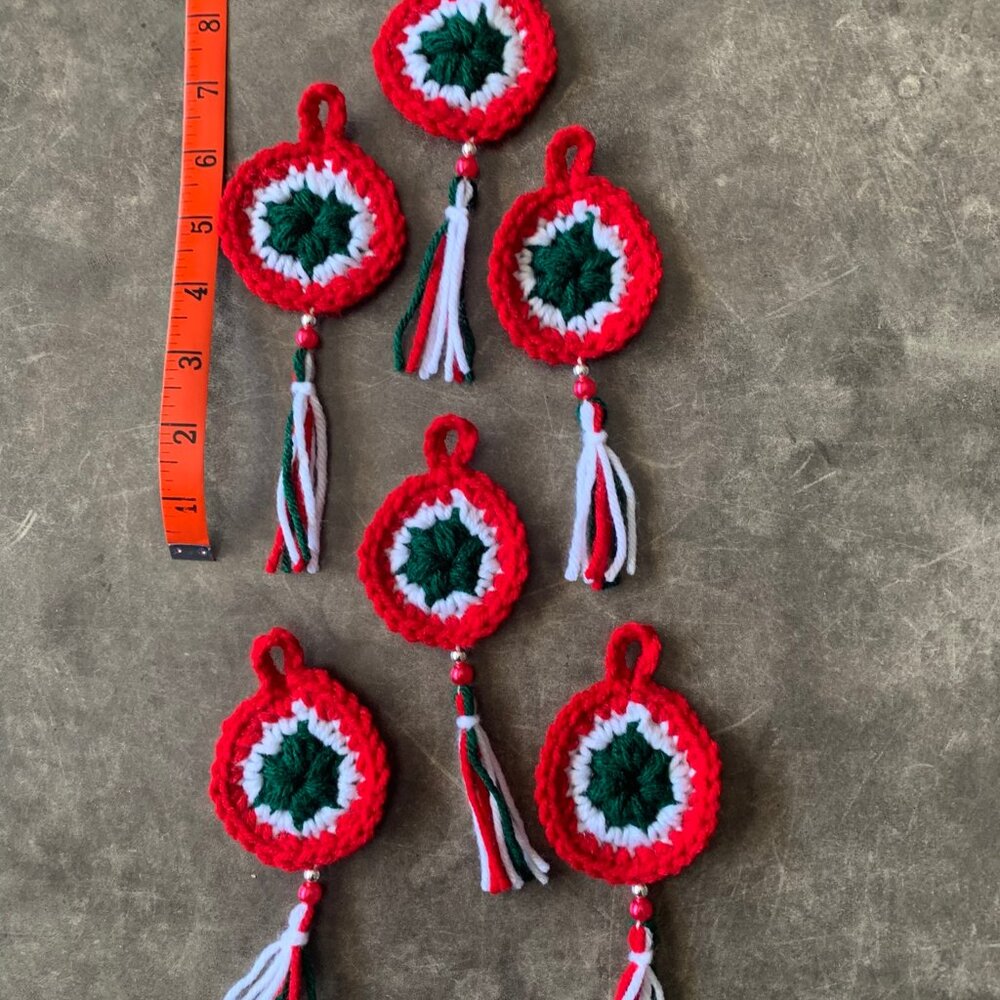 6 Mini Christmas Dream Catchers Hand Crocheted